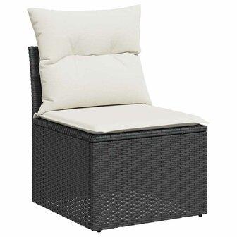 2-delige Loungeset met kussens poly rattan acacia zwart 4