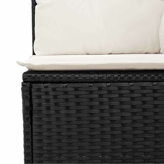 2-delige Loungeset met kussens poly rattan acacia zwart 5