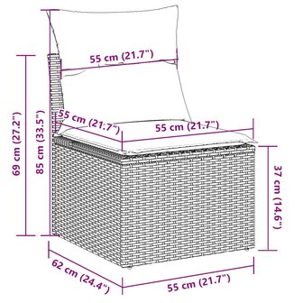 2-delige Loungeset met kussens poly rattan acacia zwart 7