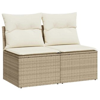 2-delige Loungeset met kussens poly rattan acacia beige 2