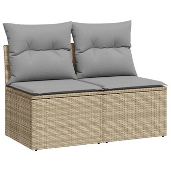 2-delige Loungeset met kussens poly rattan acacia beige 2