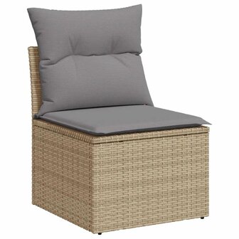 2-delige Loungeset met kussens poly rattan acacia beige 4