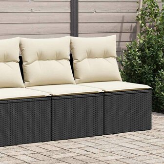 2-delige Loungeset met kussens poly rattan acacia zwart 1