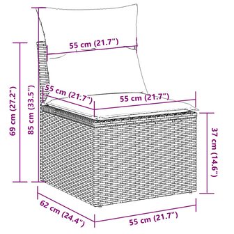 2-delige Loungeset met kussens poly rattan acacia zwart 8