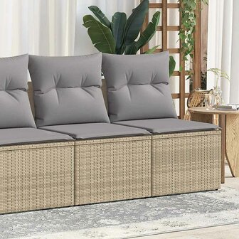 2-delige Loungeset met kussens poly rattan acacia beige 1
