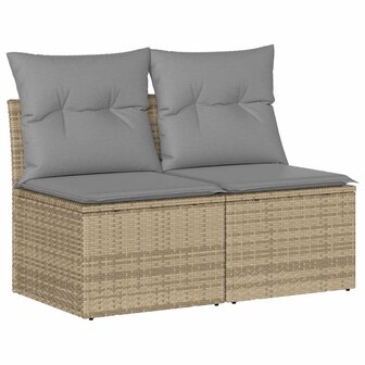 2-delige Loungeset met kussens poly rattan acacia beige 2