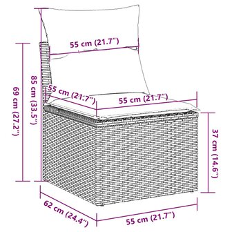 2-delige Loungeset met kussens poly rattan acacia beige 8