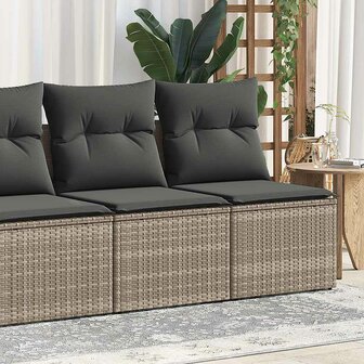 2-delige Loungeset met kussens poly rattan acacia grijs 1