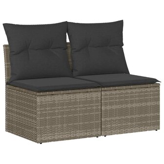 2-delige Loungeset met kussens poly rattan acacia grijs 2