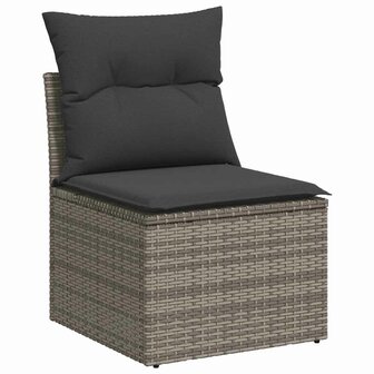 2-delige Loungeset met kussens poly rattan acacia grijs 4