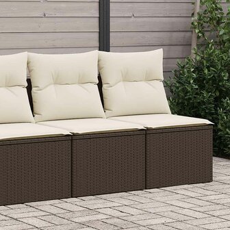 2-delige Loungeset met kussens poly rattan acacia bruin 1