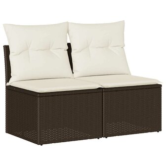 2-delige Loungeset met kussens poly rattan acacia bruin 2