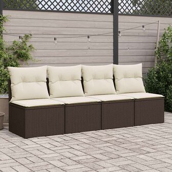 2-delige Loungeset met kussens poly rattan acacia bruin 3