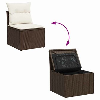 2-delige Loungeset met kussens poly rattan acacia bruin 5