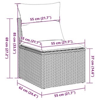 2-delige Loungeset met kussens poly rattan acacia bruin 8