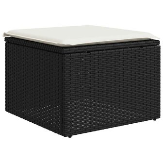 2-delige Loungeset met kussens poly rattan acacia zwart 4