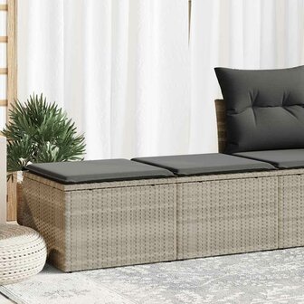 2-delige Loungeset met kussens poly rattan acacia lichtgrijs 1