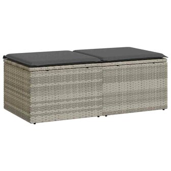 2-delige Loungeset met kussens poly rattan acacia lichtgrijs 2