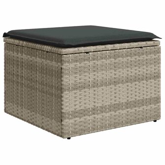 2-delige Loungeset met kussens poly rattan acacia lichtgrijs 4