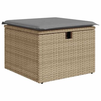 2-delige Loungeset met kussens poly rattan acacia beige 4