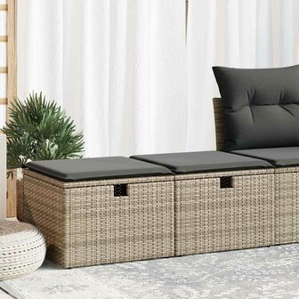 2-delige Loungeset met kussens poly rattan acacia grijs 1