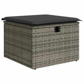 2-delige Loungeset met kussens poly rattan acacia grijs 4