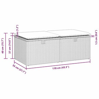 2-delige Loungeset met kussens poly rattan acacia grijs 7