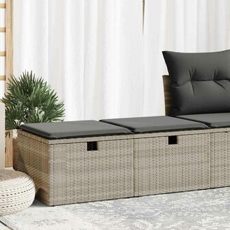 2-delige Loungeset met kussens poly rattan acacia lichtgrijs 1