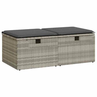 2-delige Loungeset met kussens poly rattan acacia lichtgrijs 2