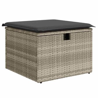 2-delige Loungeset met kussens poly rattan acacia lichtgrijs 4