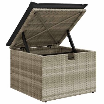 2-delige Loungeset met kussens poly rattan acacia lichtgrijs 5
