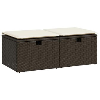 2-delige Loungeset met kussens poly rattan acacia bruin 2