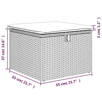 2-delige Loungeset met kussens poly rattan acacia bruin 8