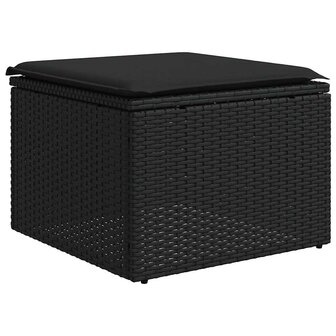 2-delige Loungeset met kussens poly rattan acacia zwart 4