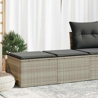 2-delige Loungeset met kussens poly rattan acacia lichtgrijs 1