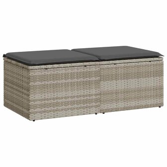 2-delige Loungeset met kussens poly rattan acacia lichtgrijs 2