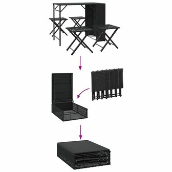 5-delige Tuinset inklapbaar poly rattan zwart  8