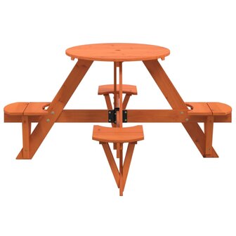 Picknicktafel voor 4 kinderen met parasolgat rond vurenhout 5