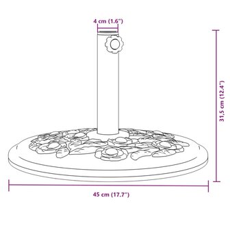 Parasolvoet voor stok van &Oslash;38 / 48 mm 12 kg rond 8
