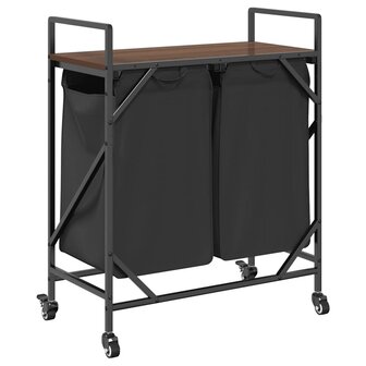 Wasmand 2 vakken met planken bruin eikenkleurig 8