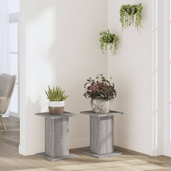 Plantenstandaards 2 st 30x30x40 cm bewerkt hout grijs sonoma 3