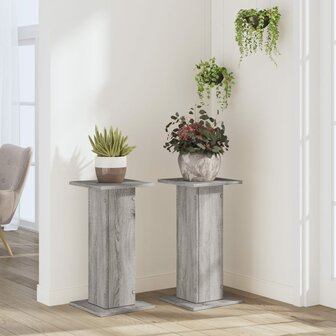 Plantenstandaards 2 st 30x30x60 cm bewerkt hout grijs sonoma 3