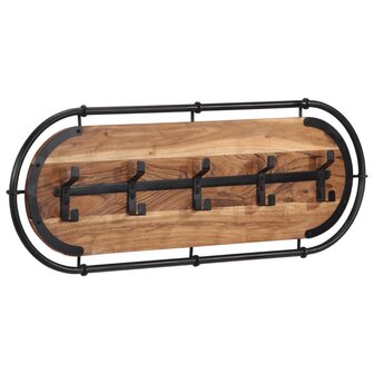 Wandkapstok met 5 haken massief acaciahout 1