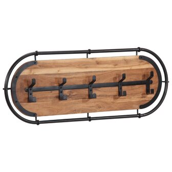 Wandkapstok met 5 haken massief acaciahout 3