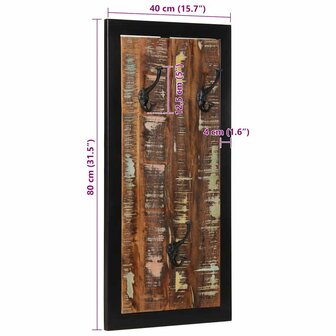 Kapstok 40x2x80 cm massief gerecycled hout meerkleurig 9
