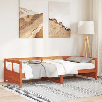 Slaapbank zonder matras 90x190 cm massief grenenhout wasbruin 1