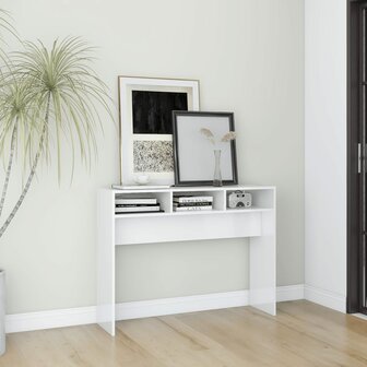 Wandtafel 105x30x80 cm bewerkt hout hoogglans wit 1