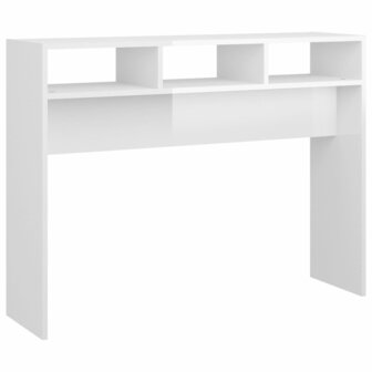 Wandtafel 105x30x80 cm bewerkt hout hoogglans wit 2