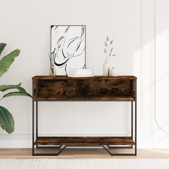 Wandtafel 100x35x74,5 cm bewerkt hout gerookt eikenkleurig 3