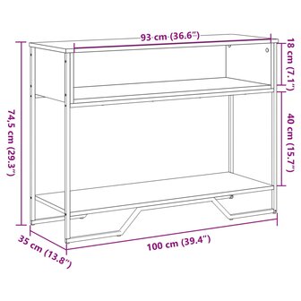 Wandtafel 100x35x74,5 cm bewerkt hout gerookt eikenkleurig 9